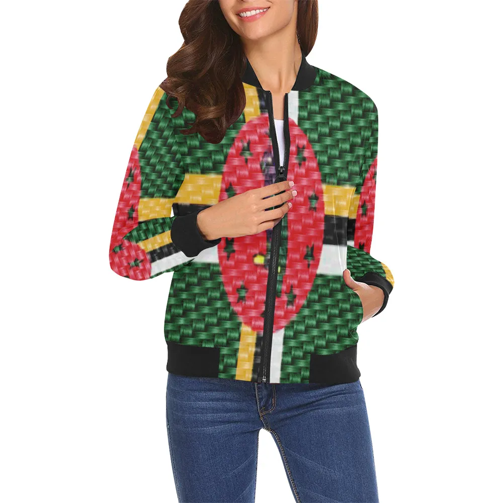 DOMINICA FLAG All Over Print Bomber Jacket for Women