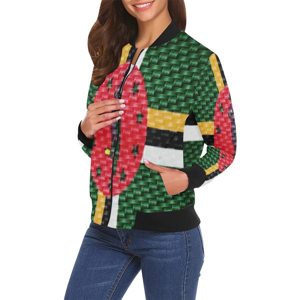 DOMINICA FLAG All Over Print Bomber Jacket for Women