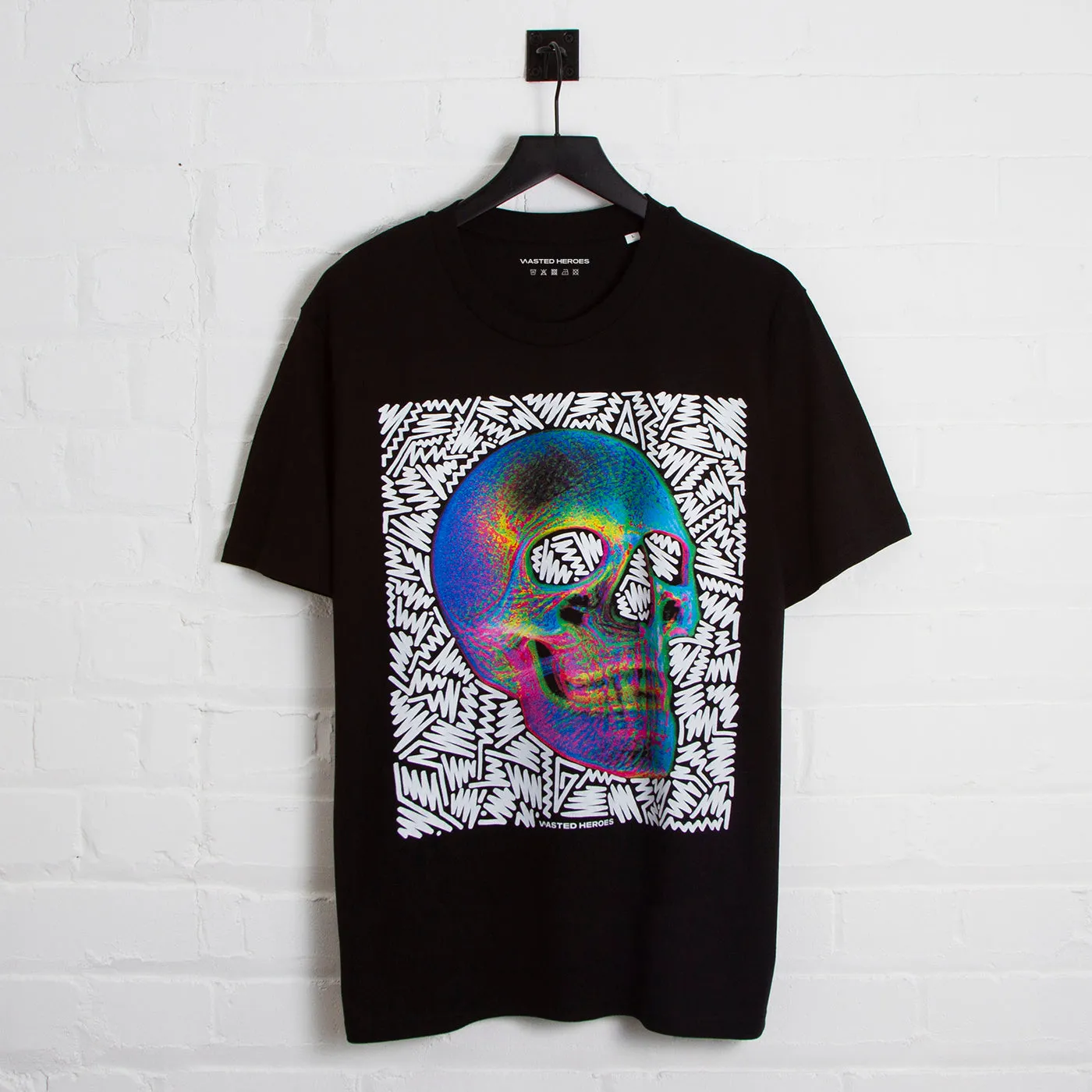 Doodle Skull Front Print - Tshirt - Black