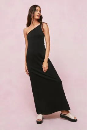 Double Strap One Shoulder Maxi Slip Dress