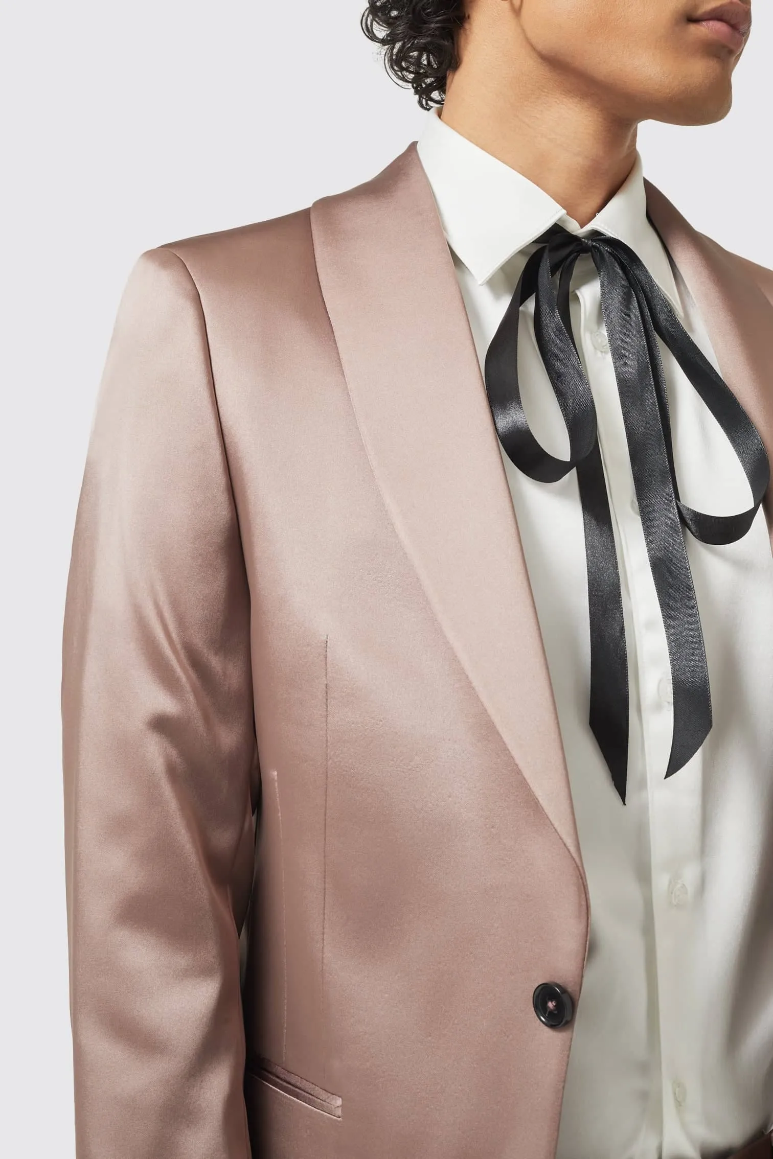 Draco Skinny Fit Rose Gold Sateen Suit