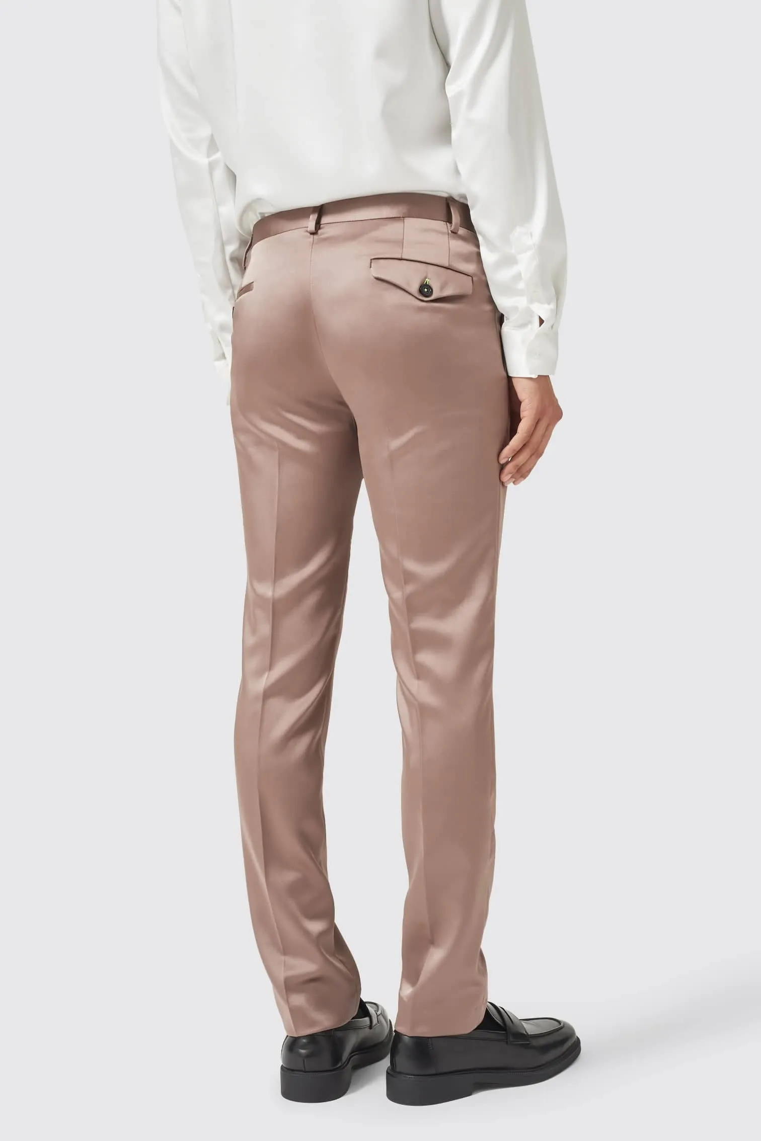 Draco Skinny Fit Rose Gold Sateen Suit