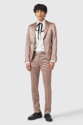 Draco Skinny Fit Rose Gold Sateen Suit