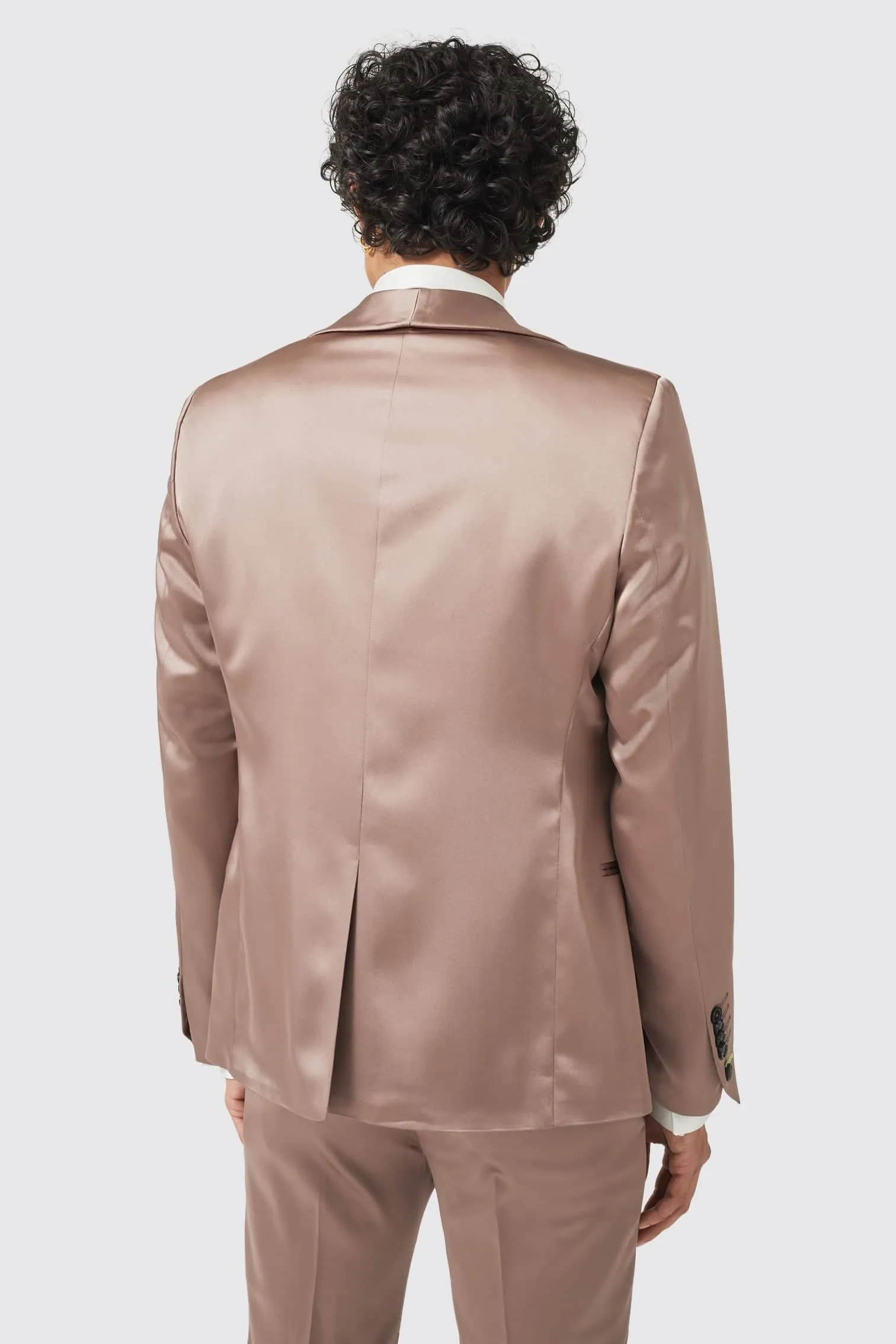 Draco Skinny Fit Rose Gold Sateen Suit