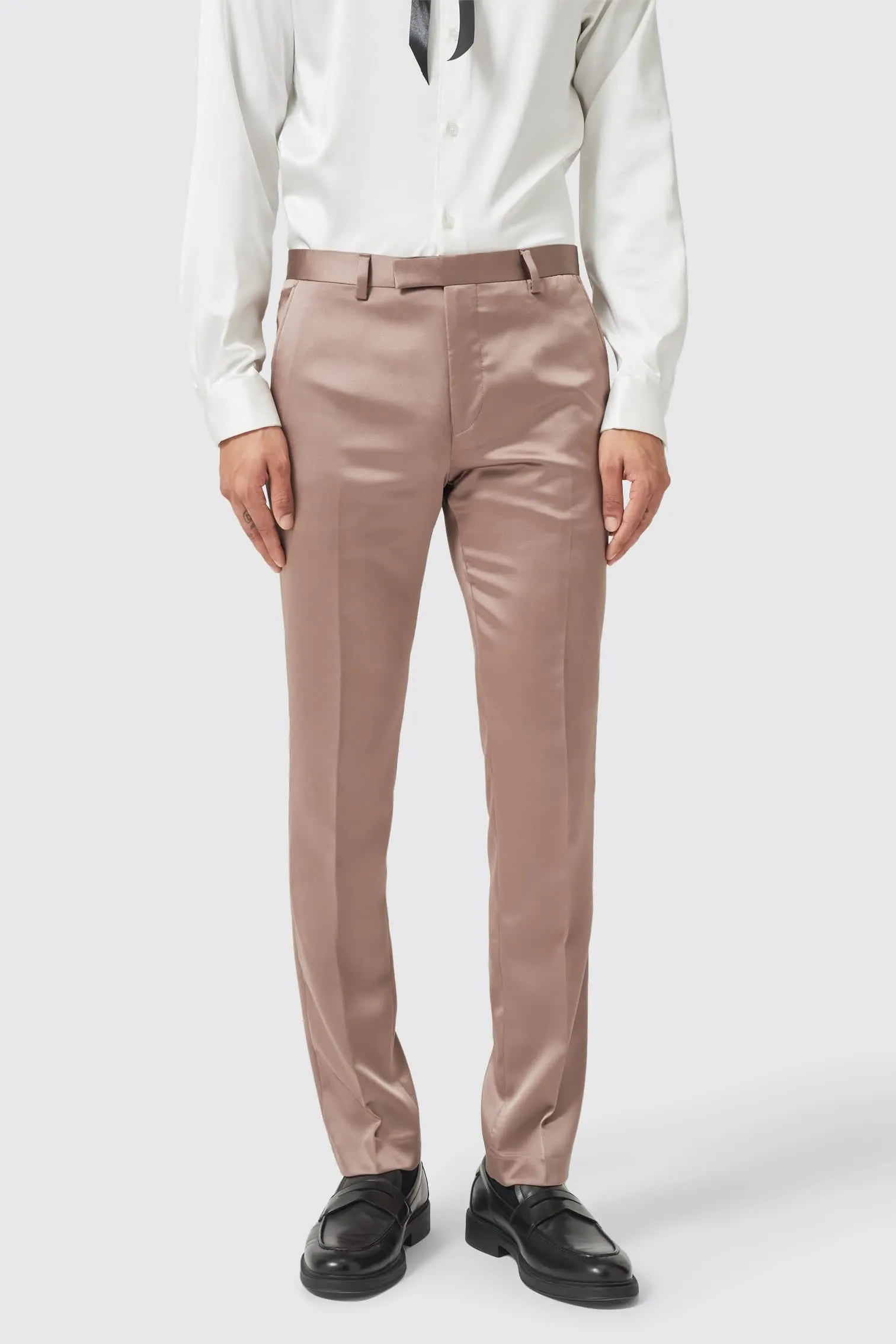 Draco Skinny Fit Rose Gold Sateen Suit