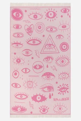 Electric Eyes Bubblegum | Feather Beach Towel