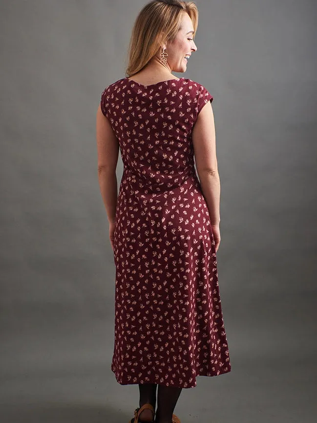 Elise Sheath Dress - Burgundy Bouquet