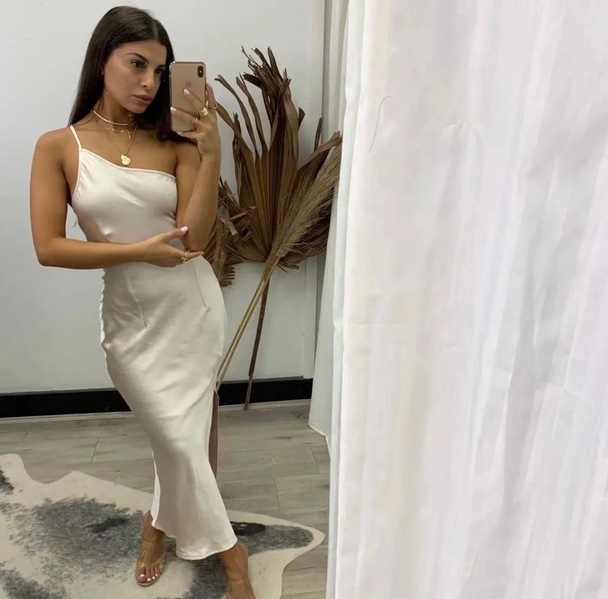 Elsa champagne slip dress