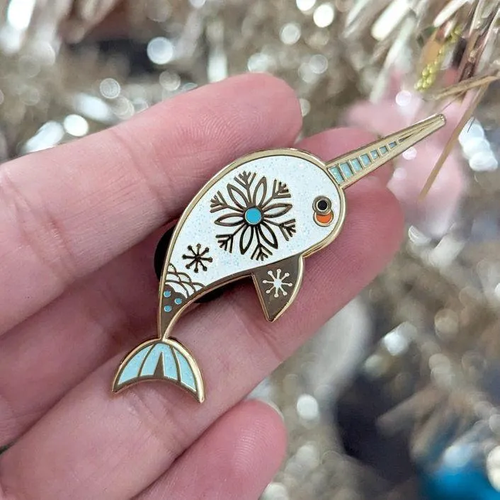 Enamel Pin - Winter Narwhal by Amber Leaders Designs