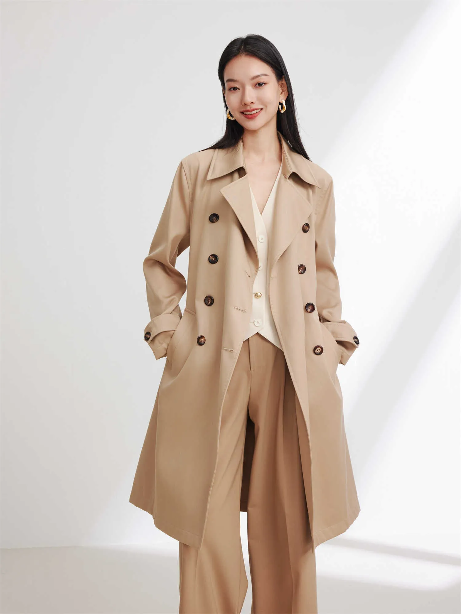 EP YAYING Mid-length Trench Coat EGJPS7301AE