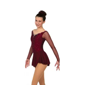 F22014R Competition Figure Skating Scalloped Sweetheart Dress CRYSTAL