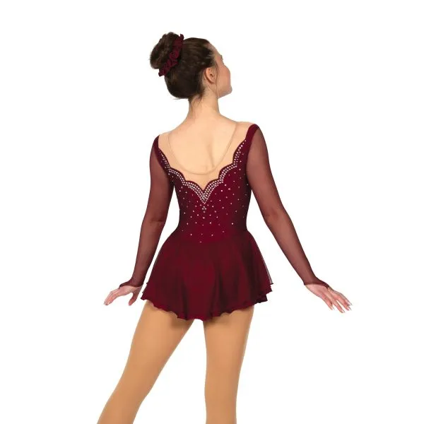 F22014R Competition Figure Skating Scalloped Sweetheart Dress CRYSTAL