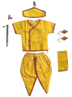 FancyDressWale Krishna costume set for Baby boys and kids with accessories