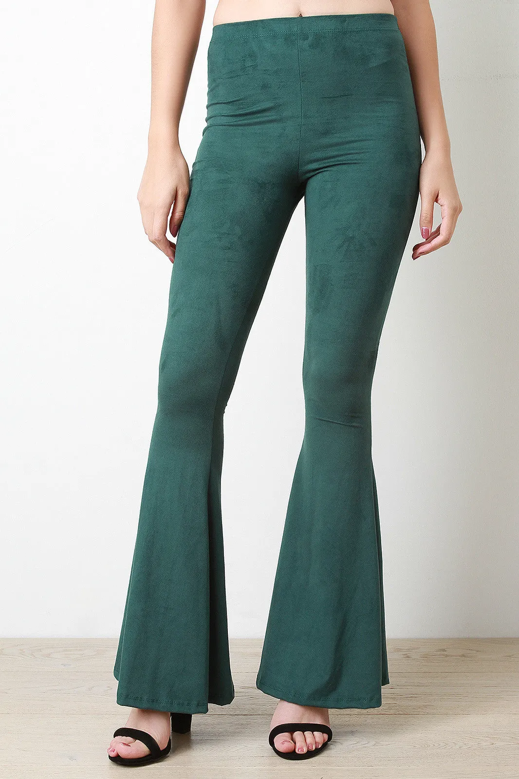 Faux Suede Bell Bottom Pants