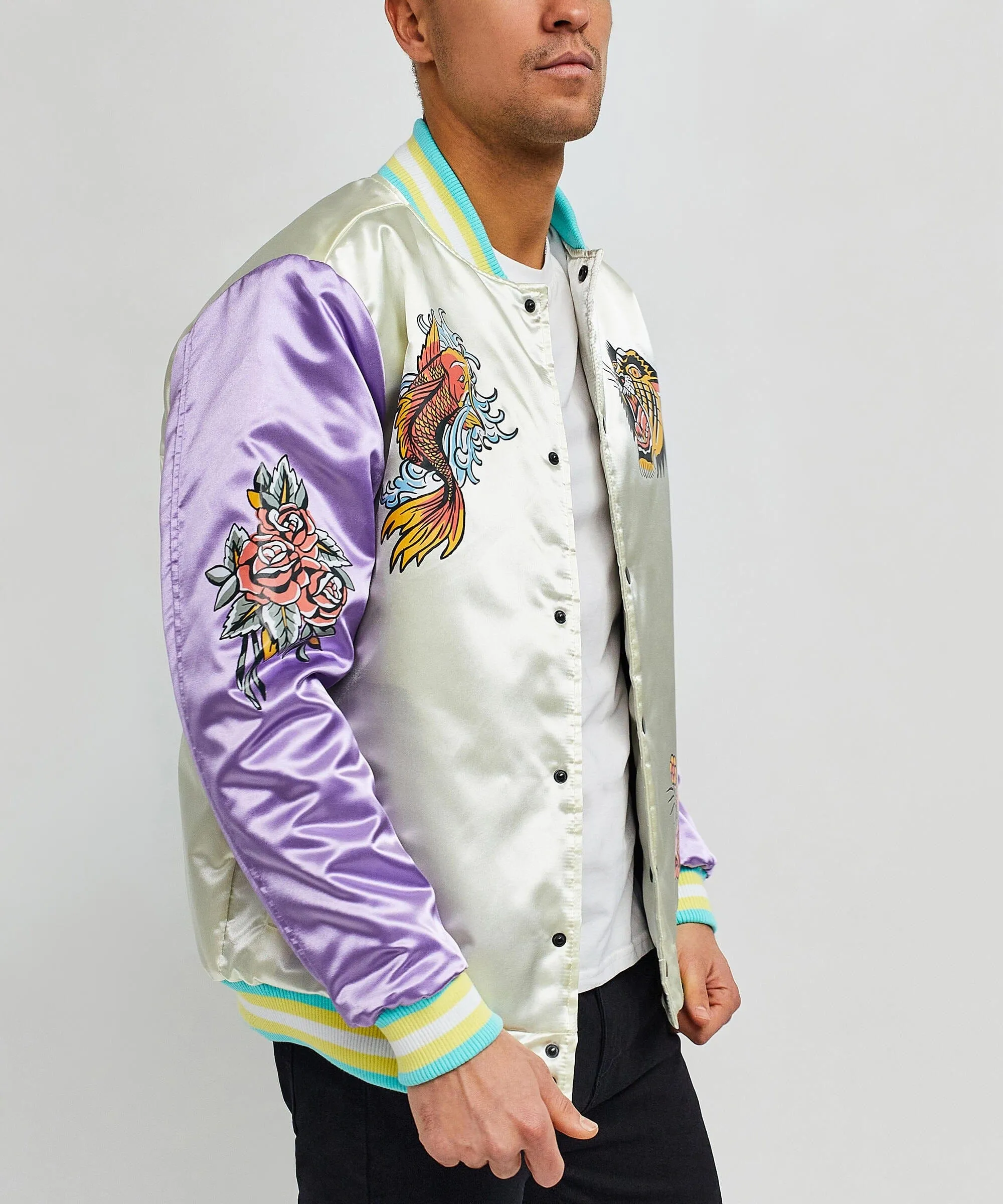 Fearless Satin Bomber Jacket - Purple