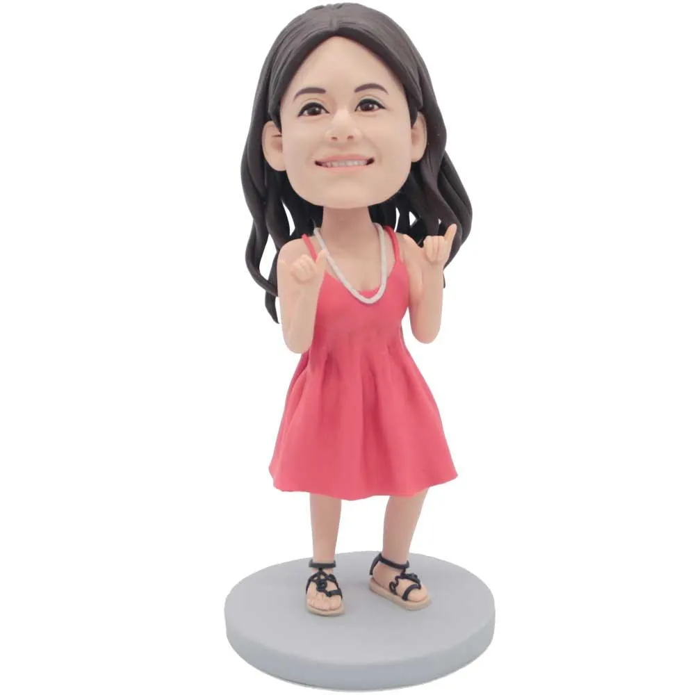 Female In Pink Slip Dress Custom Figure Bobbleheads