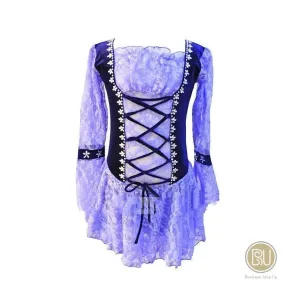 Figure Skating Dress Lilac Lace Purple Vest Folkloric Theme