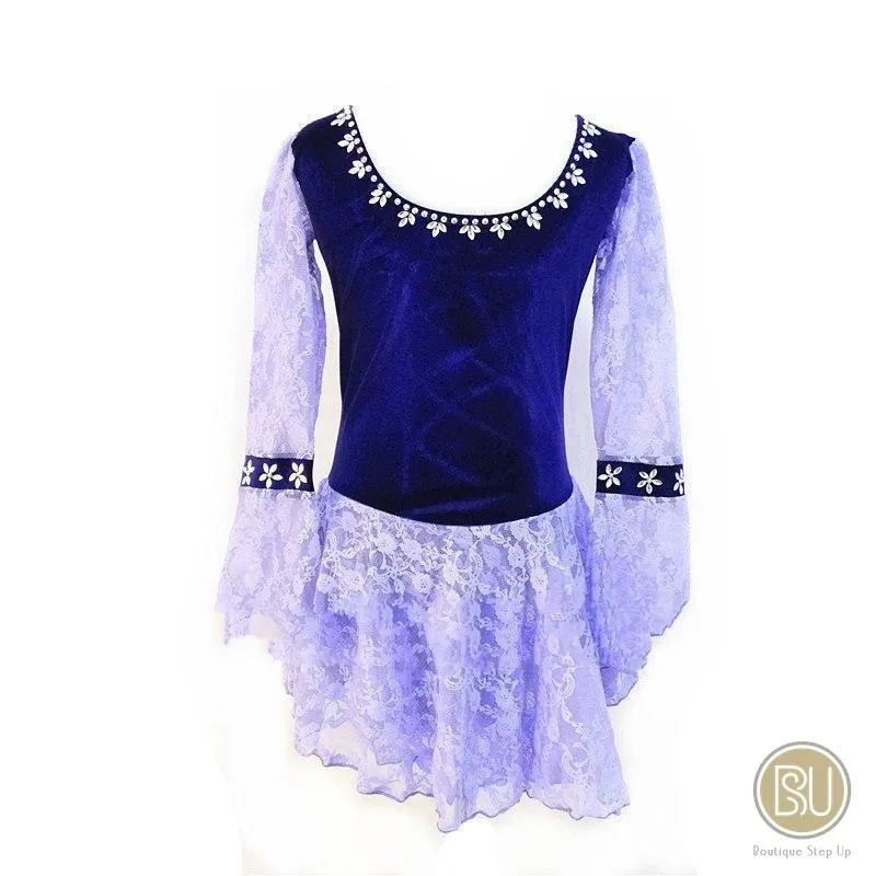 Figure Skating Dress Lilac Lace Purple Vest Folkloric Theme