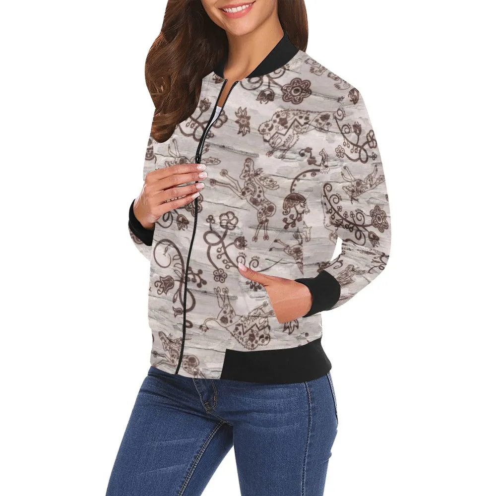 Forest Medley All Over Print Bomber Jacket for Women