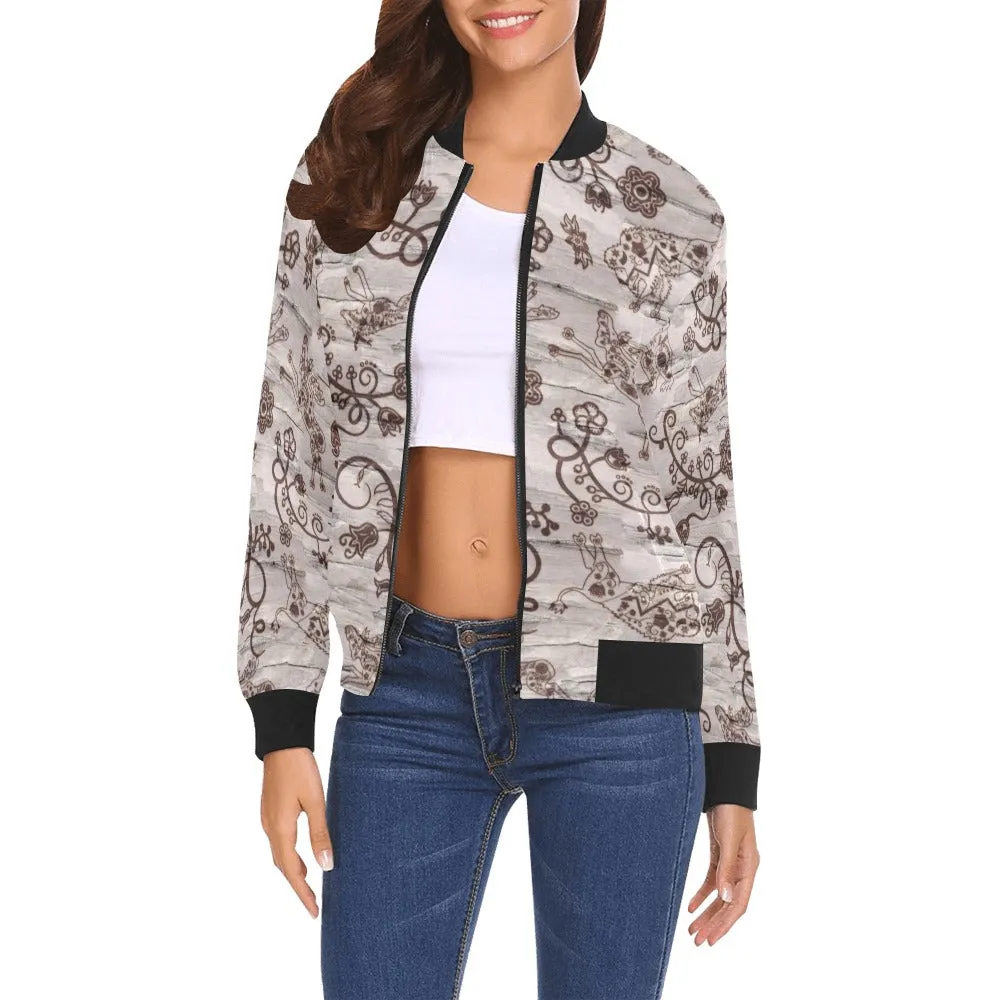 Forest Medley All Over Print Bomber Jacket for Women