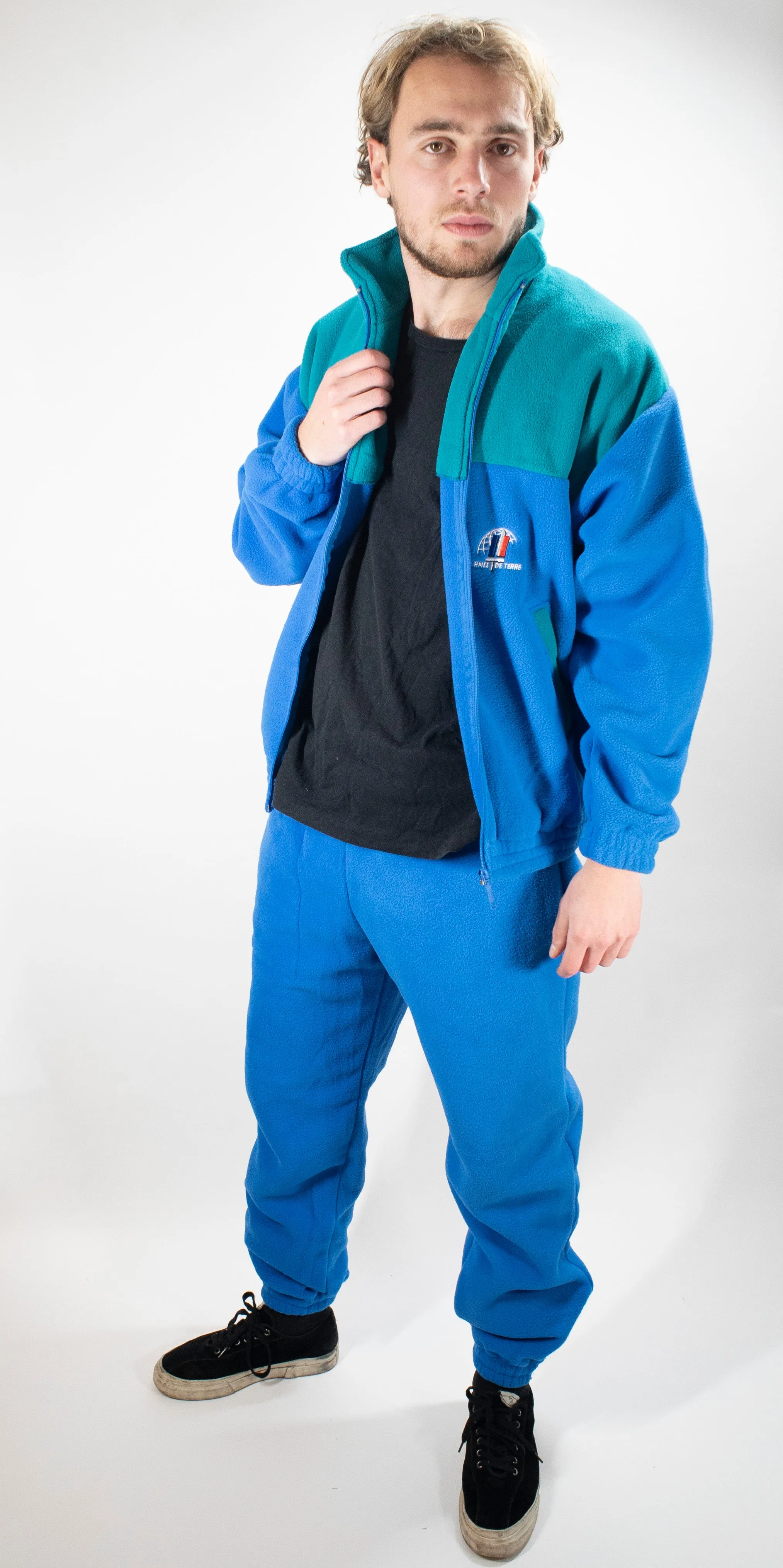 French Army Two-tone Blue Fleece Track Suit - unissued