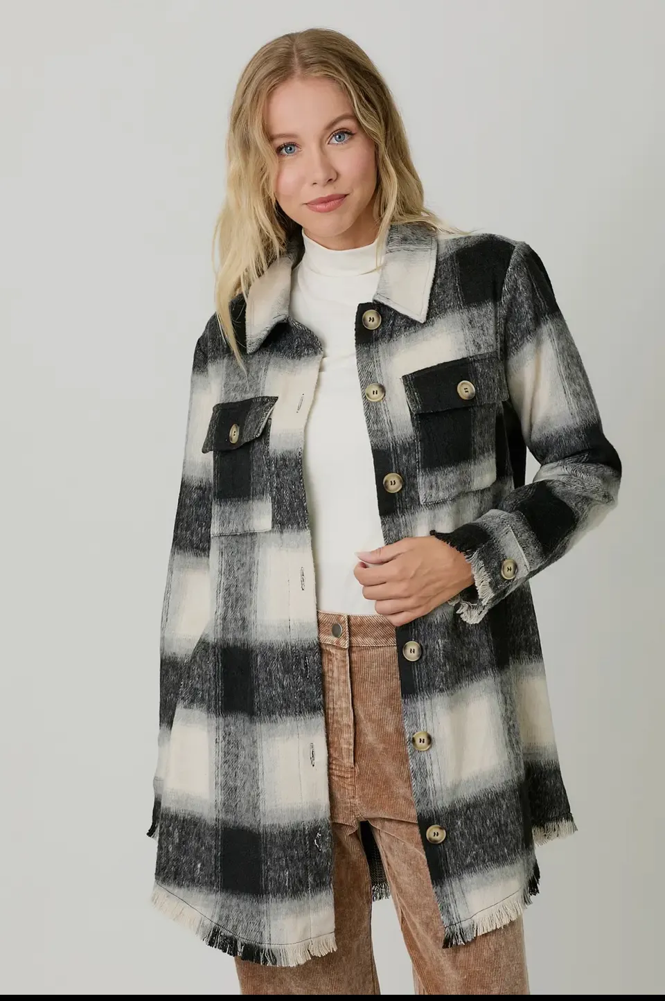 Fringe detail Plaid Jacket