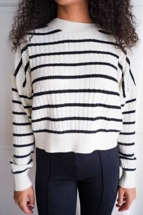 Frosty Stripe Knit Sweater - Black/Cream