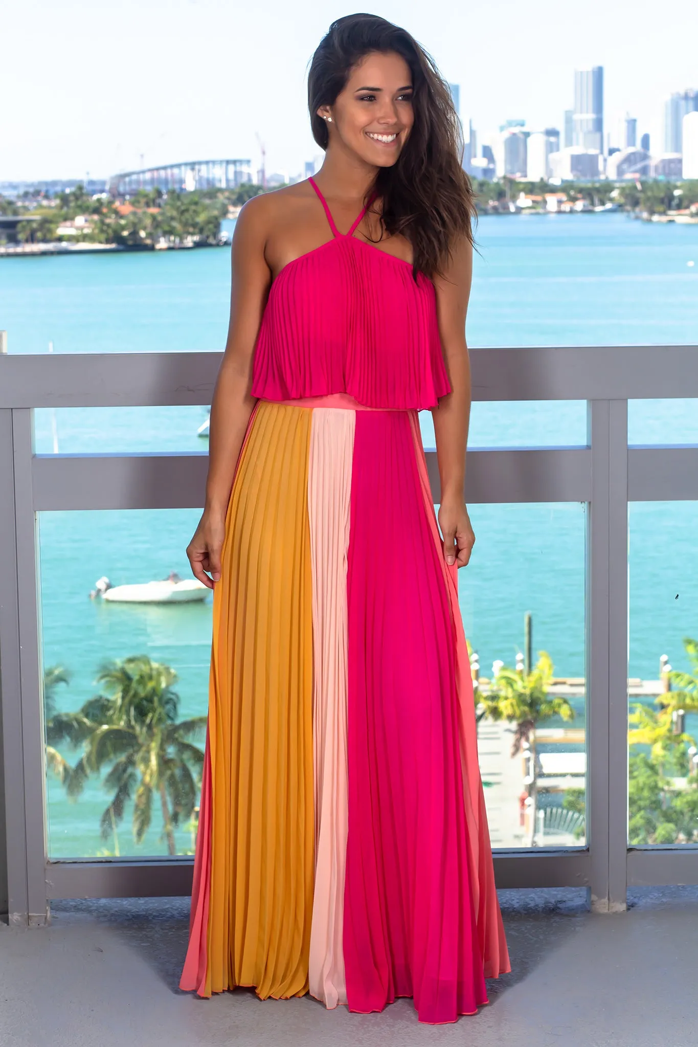 Fuchsia Multi Colored Two Piece Set