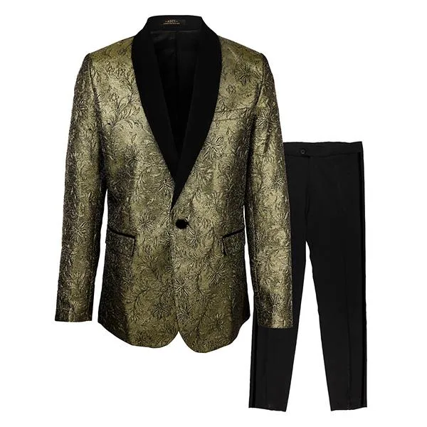 GOLD ROYAL DAMASK TUXEDO BOYS SUIT (2PCS)