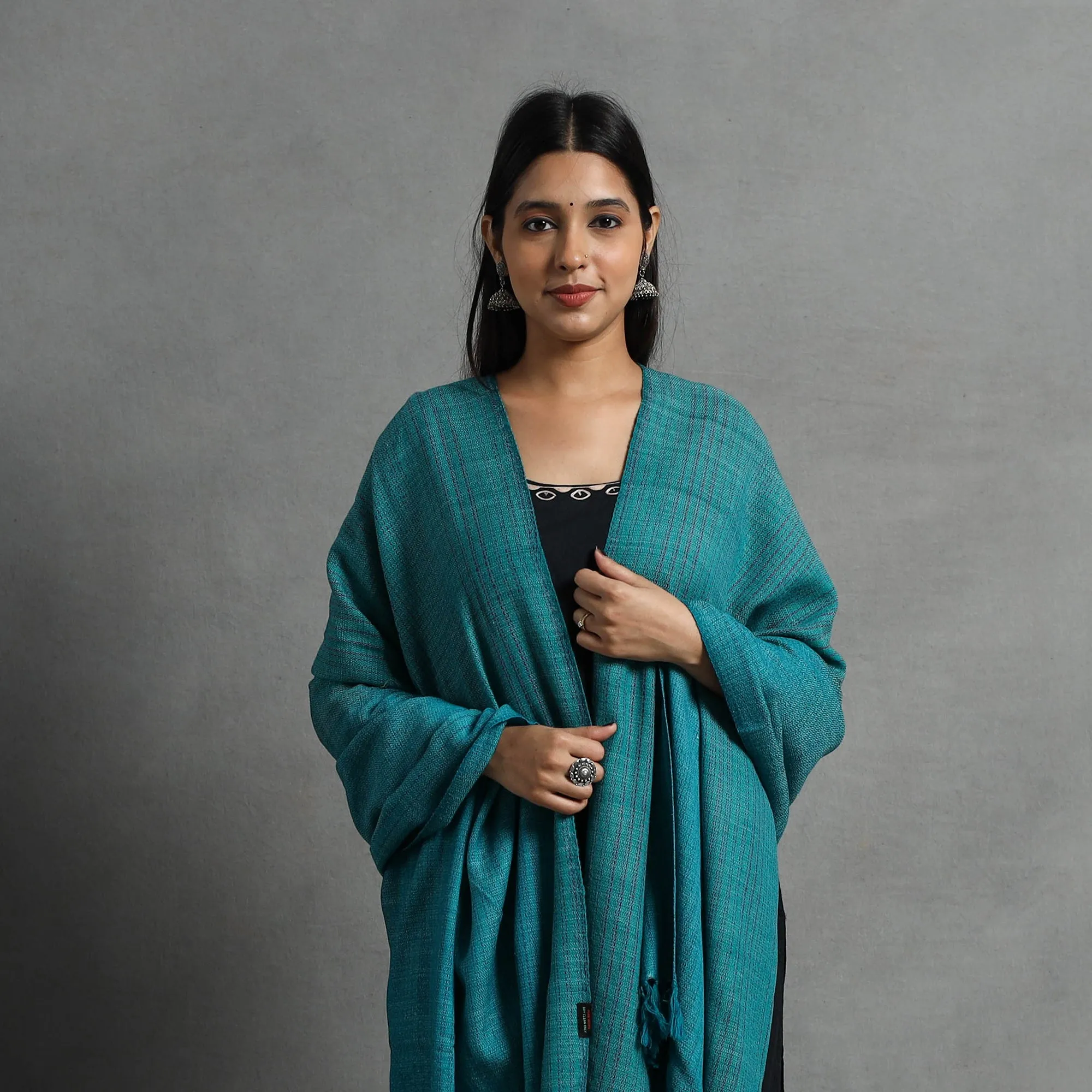 Green - Kumaun Handwoven Pure Merino Wool Shawl for Women 136