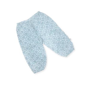 Handprinted  Organic Voile Pants - Art Deco - Blue