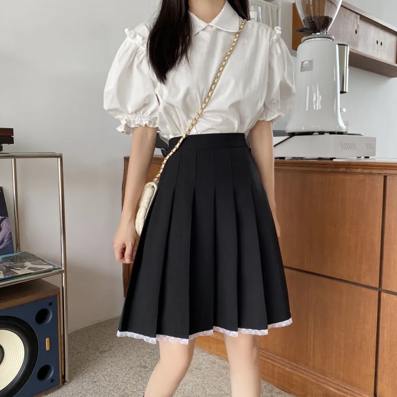 High Waist Summer Knee-length Preppy Style Harajuku Street Pleated Skirt