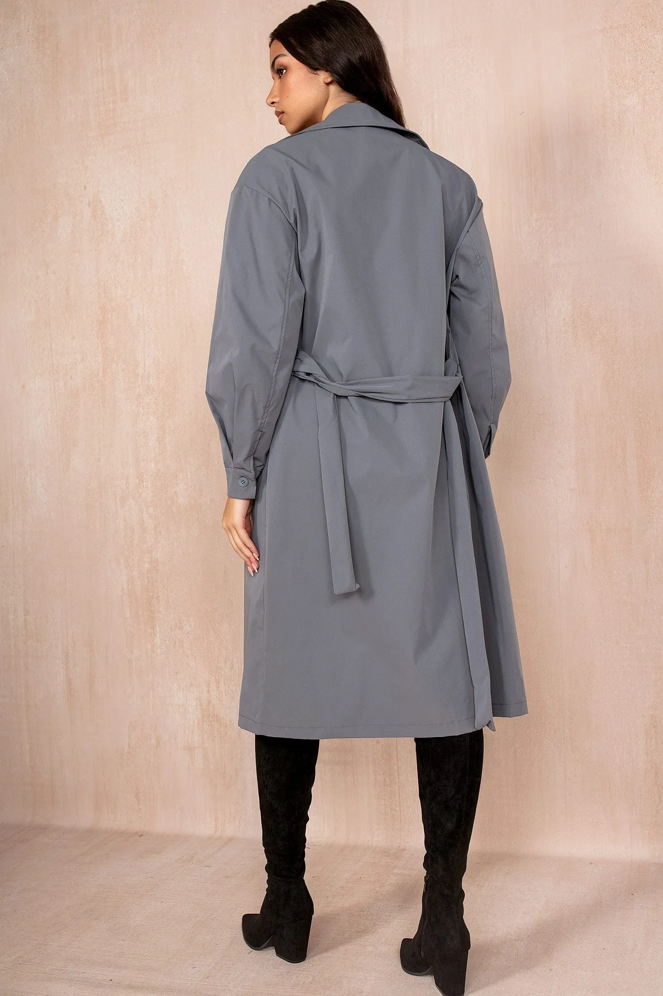 Holland Grey Belted Trench Coat