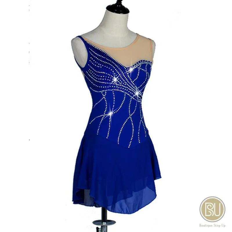 Ice Skating Costumes Skating Dress Royal Blue Sleeveless