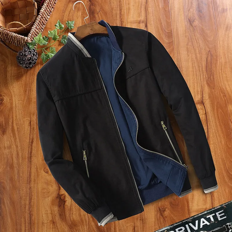 Ilooove Autumn Pure Cotton Bomber Jacket Men Fashion Casual Windbreaker Jacket Coat New Hot Outwear Stand Slim Military Jacket