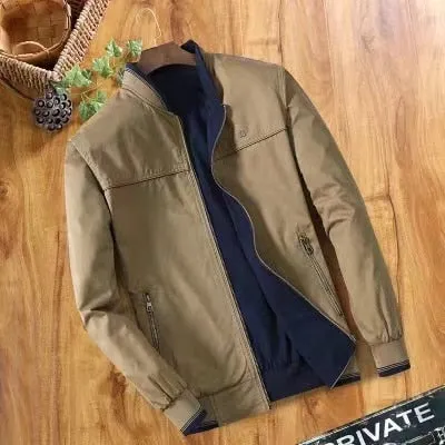 Ilooove Autumn Pure Cotton Bomber Jacket Men Fashion Casual Windbreaker Jacket Coat New Hot Outwear Stand Slim Military Jacket