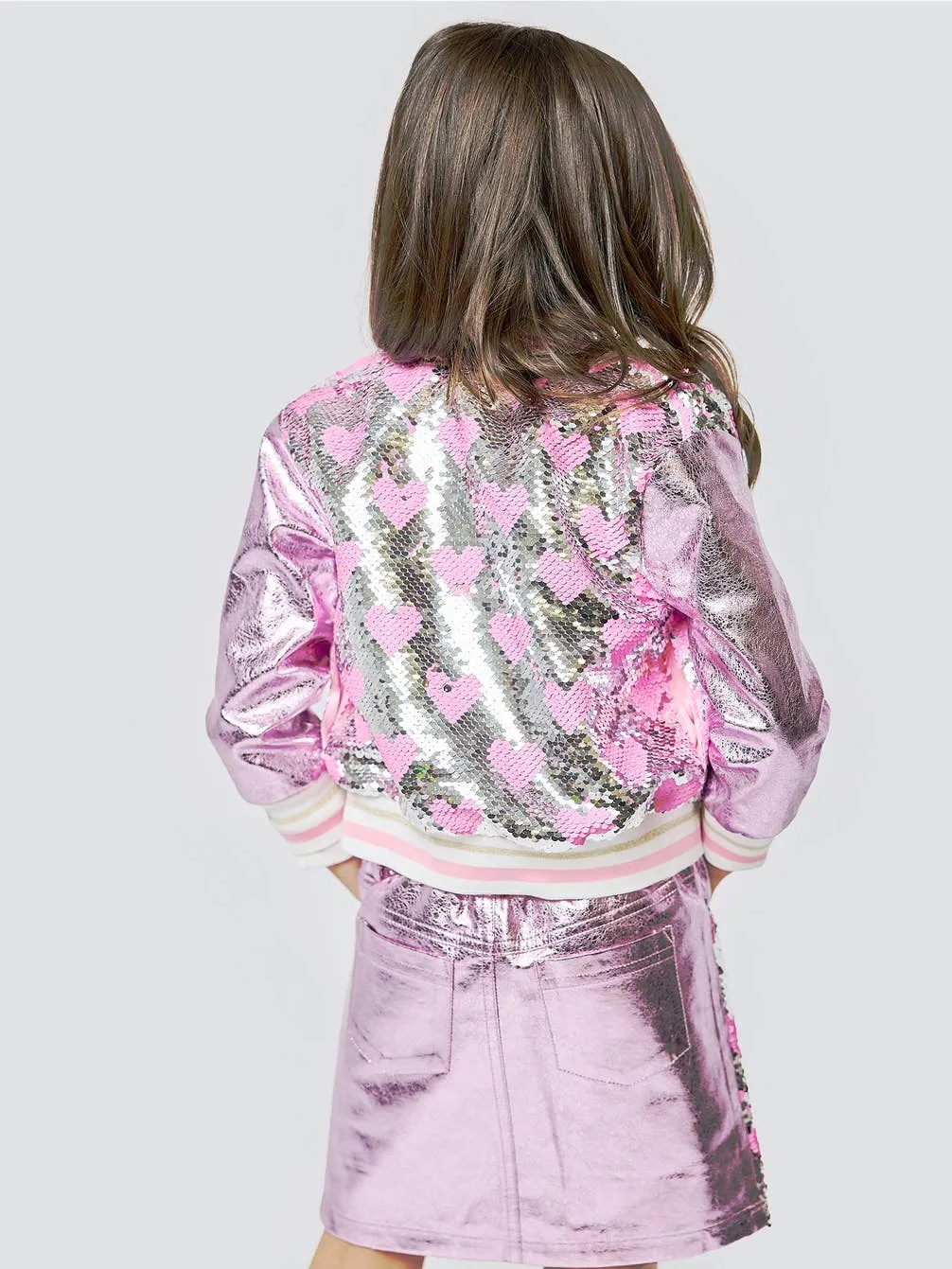 Infant l Toddler l Little Girl’s Heart Sequin Bomber Jacket