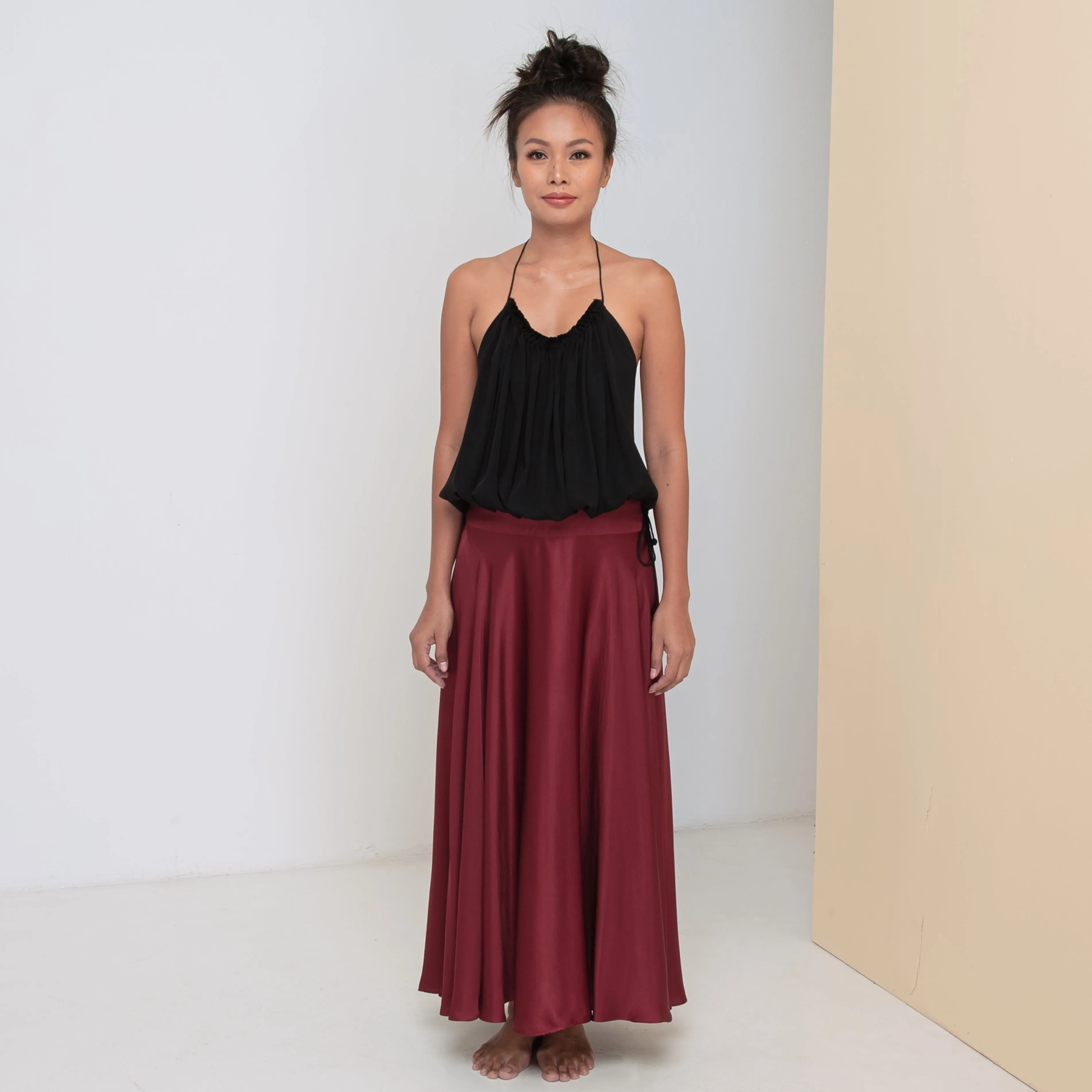 INFINITY SKIRT - Viscose Satin | Burgundy