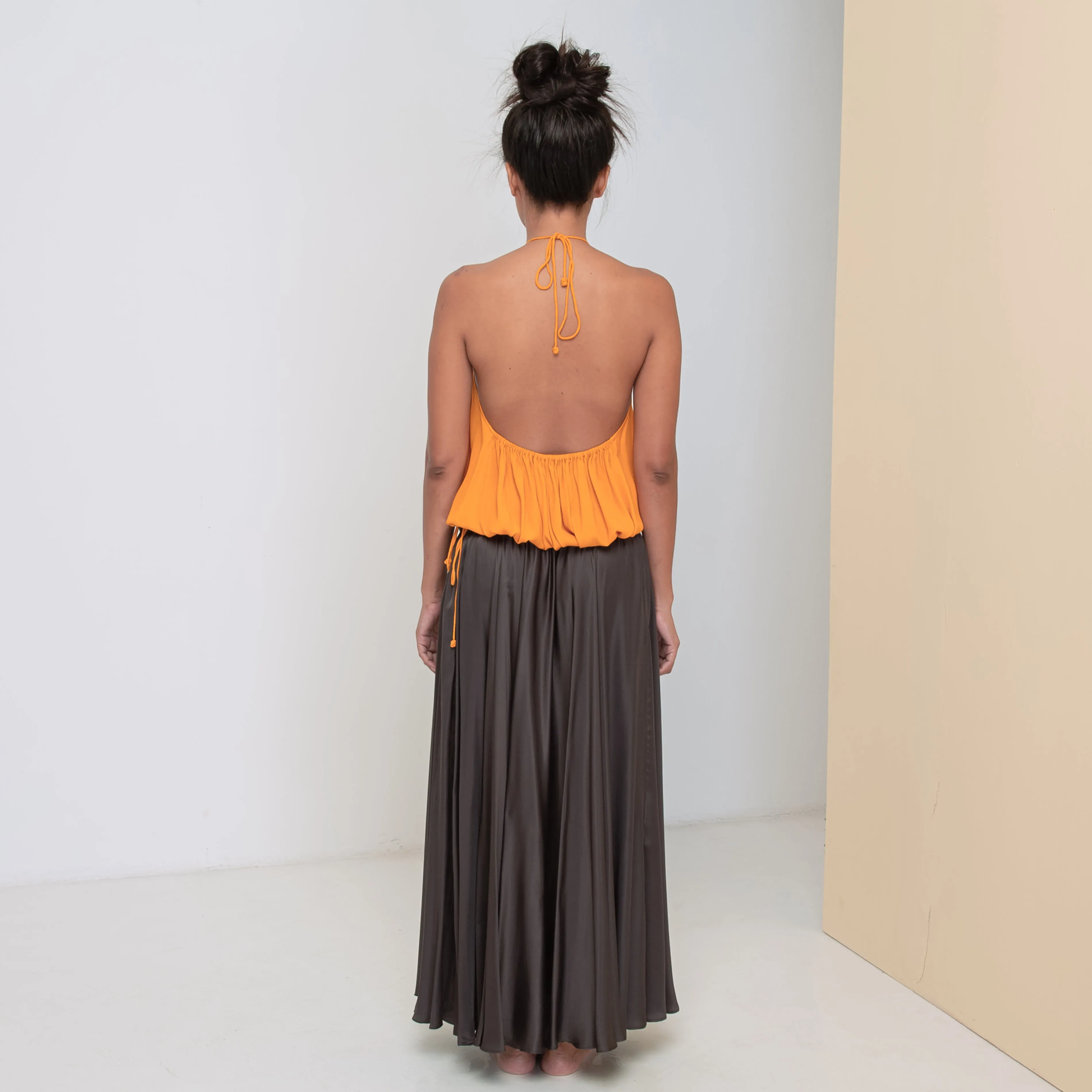 INFINITY SKIRT - Viscose Satin | Charcoal