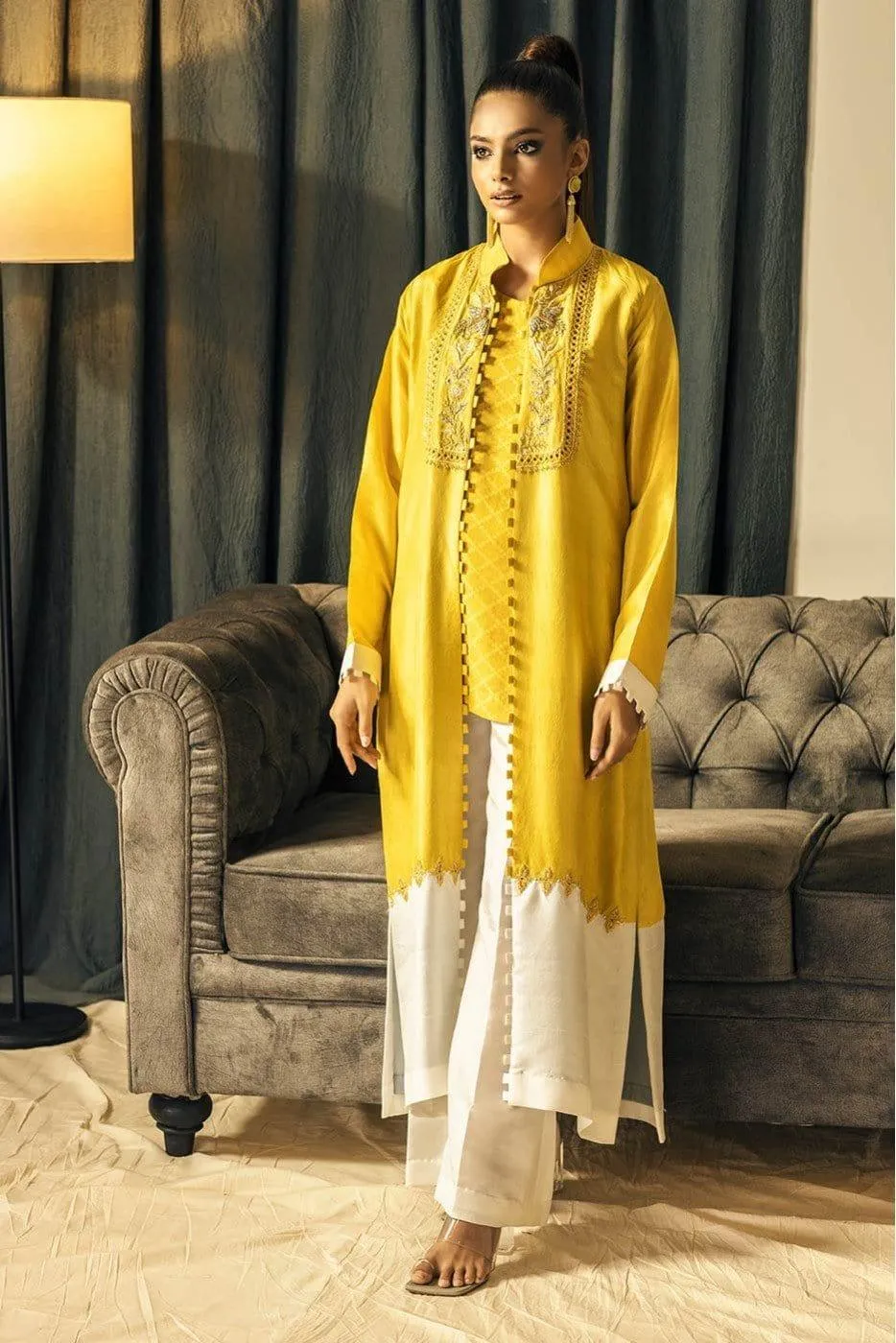 Insia Sohail - Yellow and Grey Zara