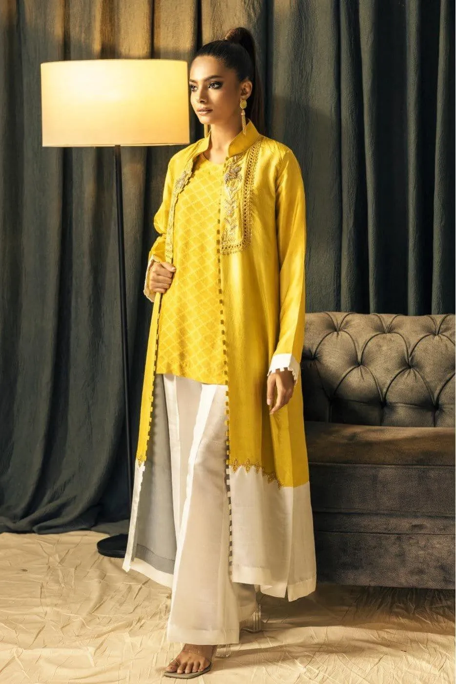 Insia Sohail - Yellow and Grey Zara