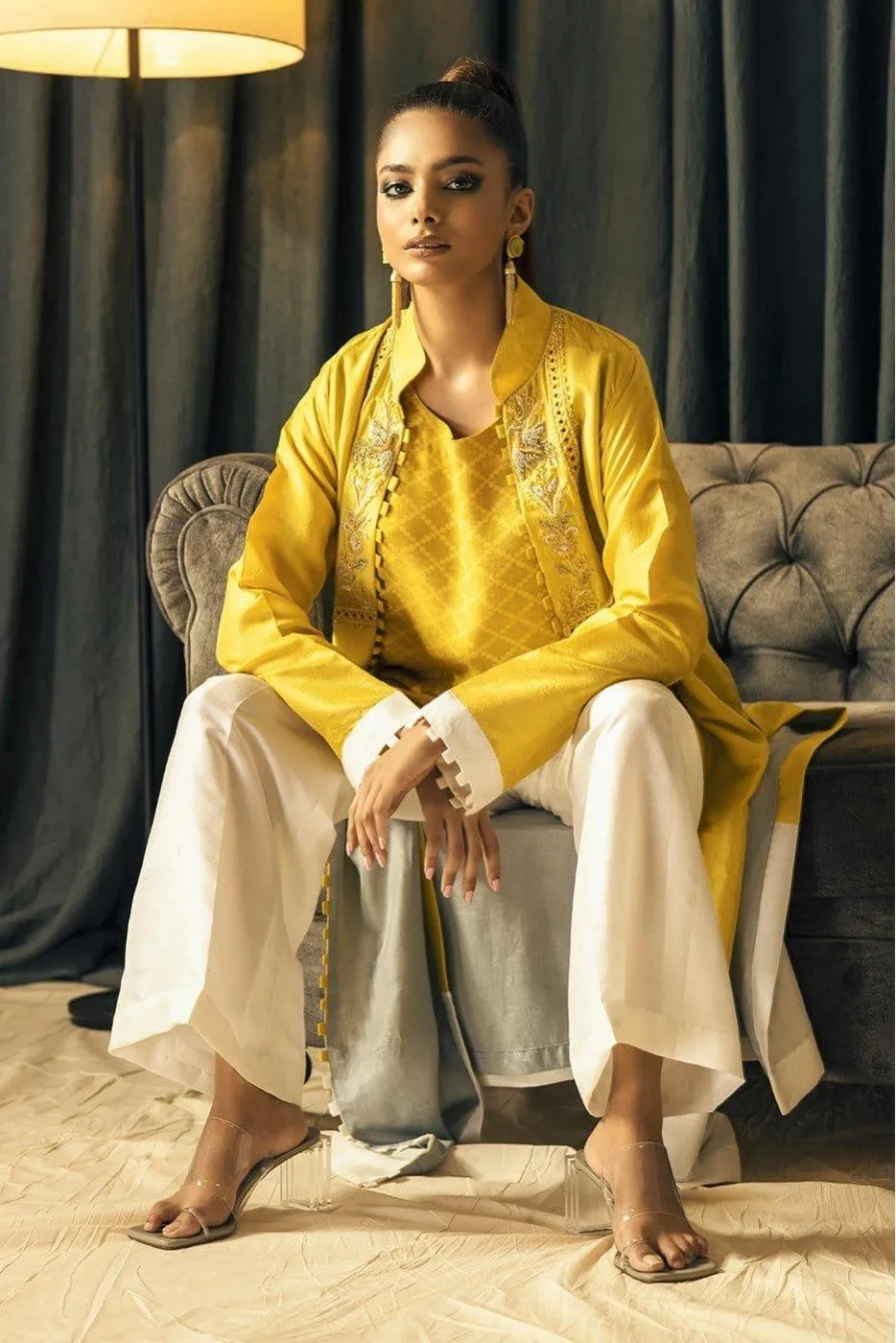 Insia Sohail - Yellow and Grey Zara