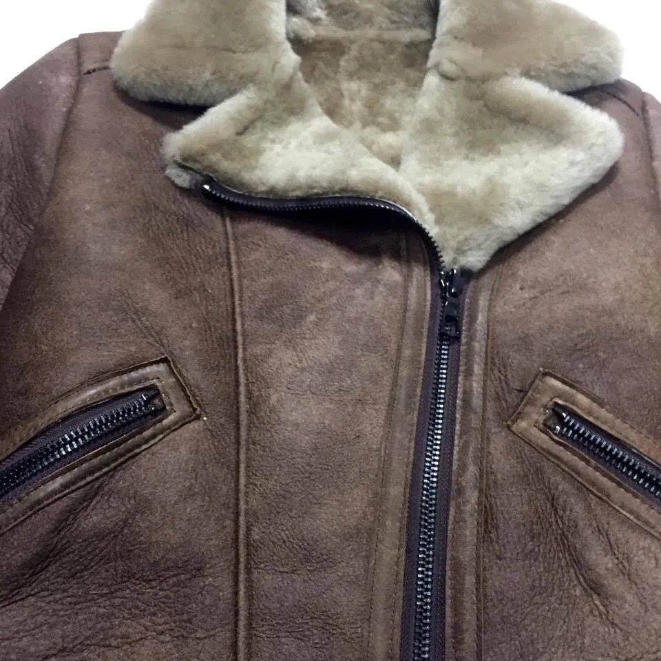 Jakewood Ladies Chocolate Shearling Biker Bomber