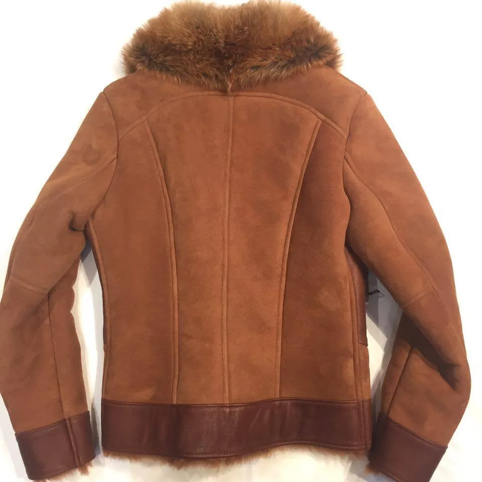 Jakewood Tobacco Red Fox Collar Shearling