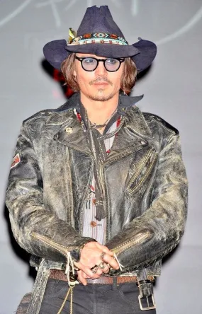 Johnny Depp 2024 Asymmetrical Biker Leather Jacket