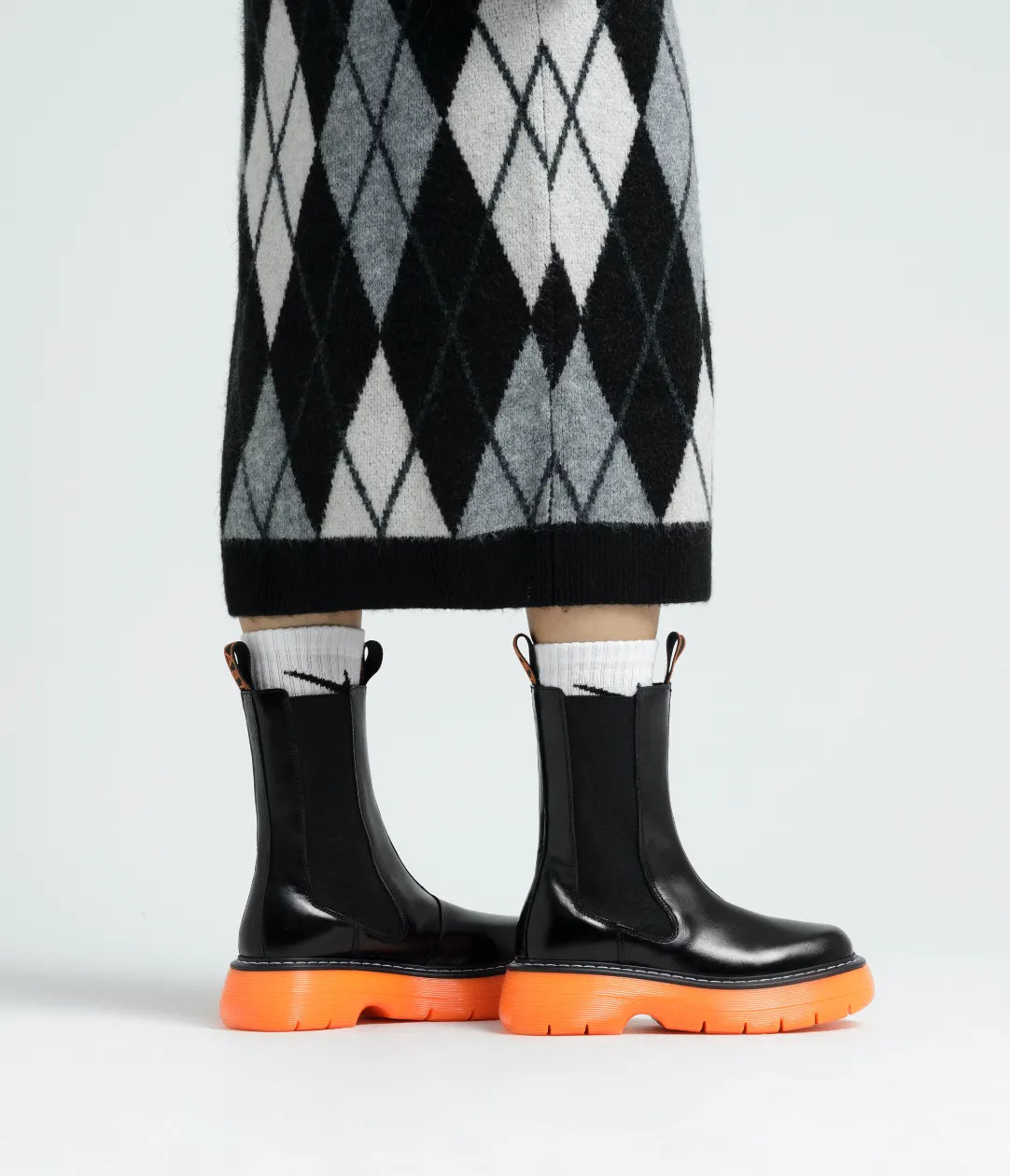 Joy Black Orange High Chelsea Boots