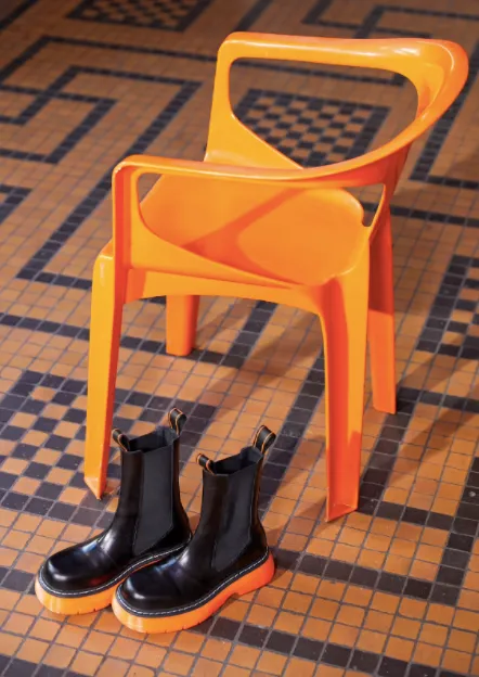 Joy Black Orange High Chelsea Boots