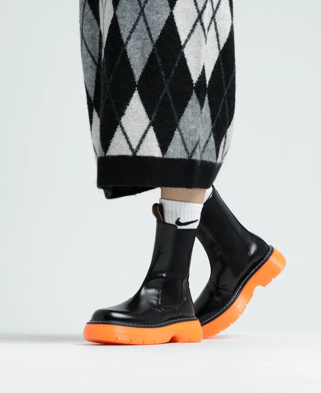 Joy Black Orange High Chelsea Boots