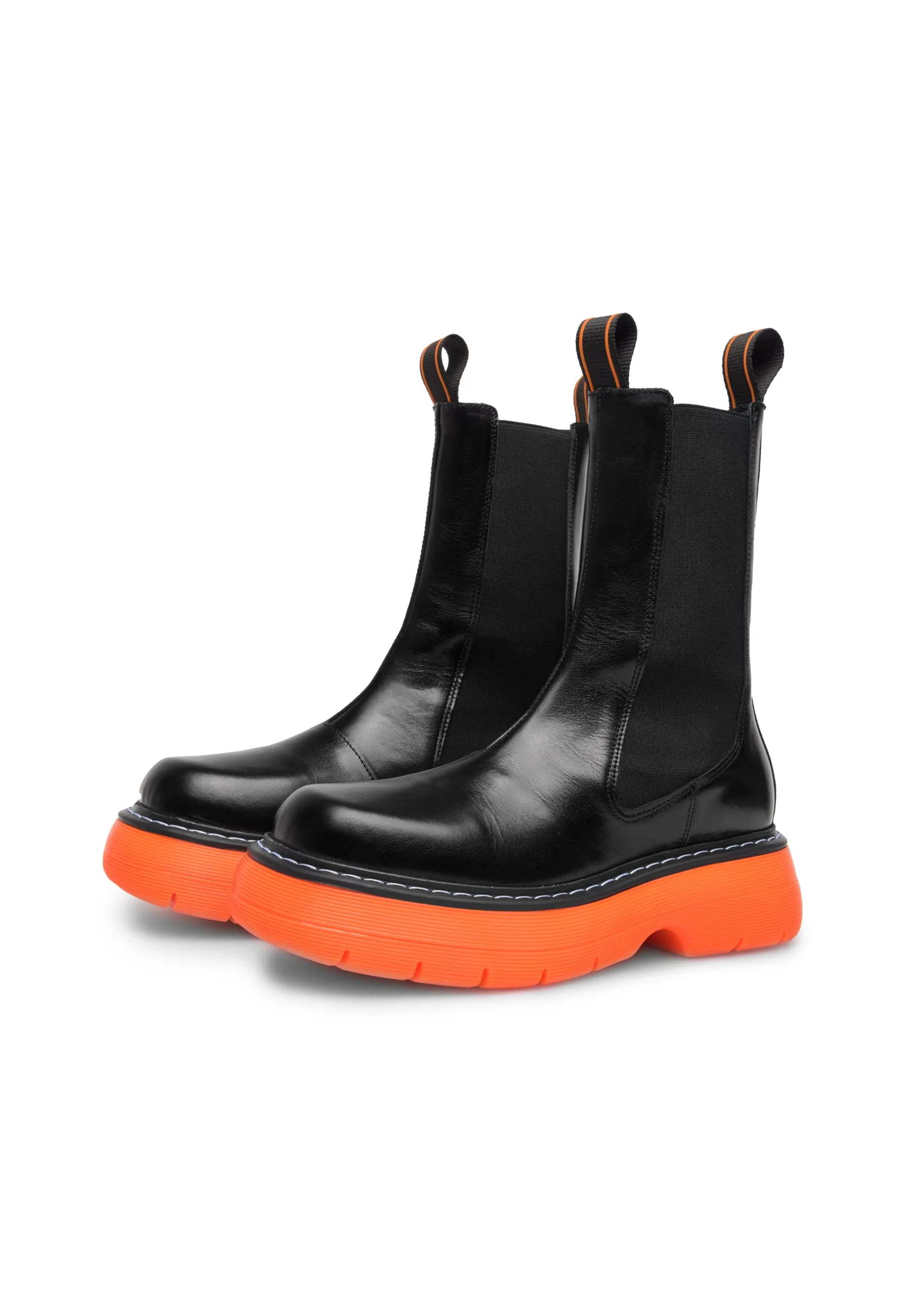 Joy Black Orange High Chelsea Boots