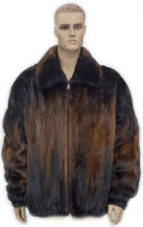 Kashani Whiskey Full Mink Bomber Fur Coat